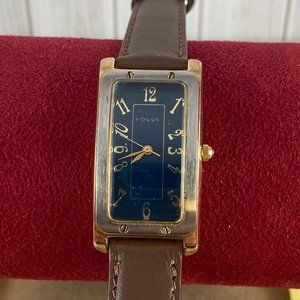 Vintage Fossil Curvature Tank Watch 9 inch New JB Champion Norwegian Calf Strap